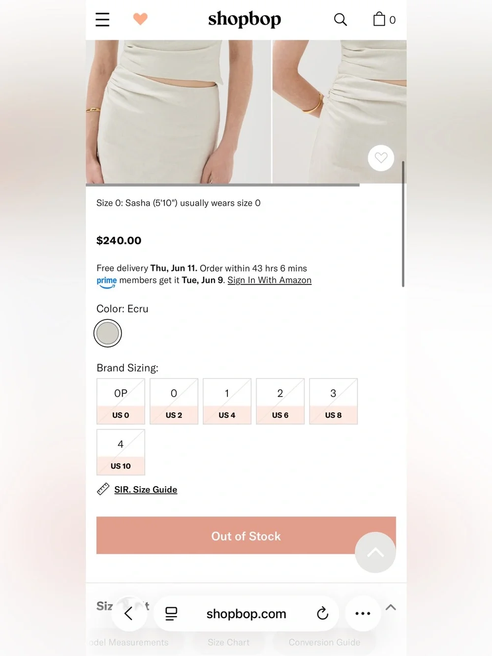 SIR. Affogato Asymmetric Top in Ecru - Picture 15 of 15